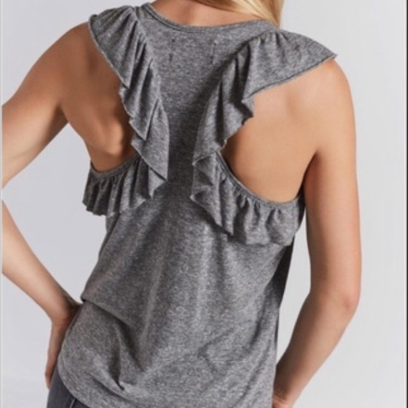 CURRENT / ELLIOTT Cadence Gray Ruffle Racerback Tank Top Size 0/XS - Picture 2 of 9